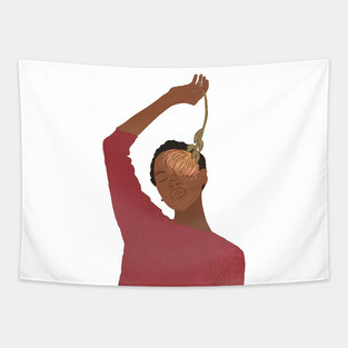 African american black woman minimal design Tapestry
