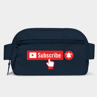Red Subscribe Button with Notification Bell and Hand Bag