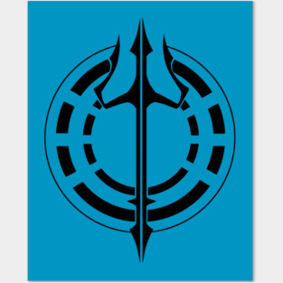 Trident - Original Logo Banner Sigil - Dark Design for Light Backgrounds Posters and Art