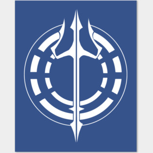 Trident - Original Logo Banner Sigil - Light Design for Dark Backgrounds Posters and Art