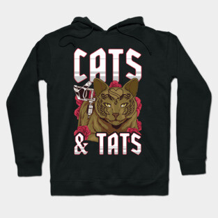 Funny Cats & Tats Inked Tattoo Obsessed Cat Lover Hoodie