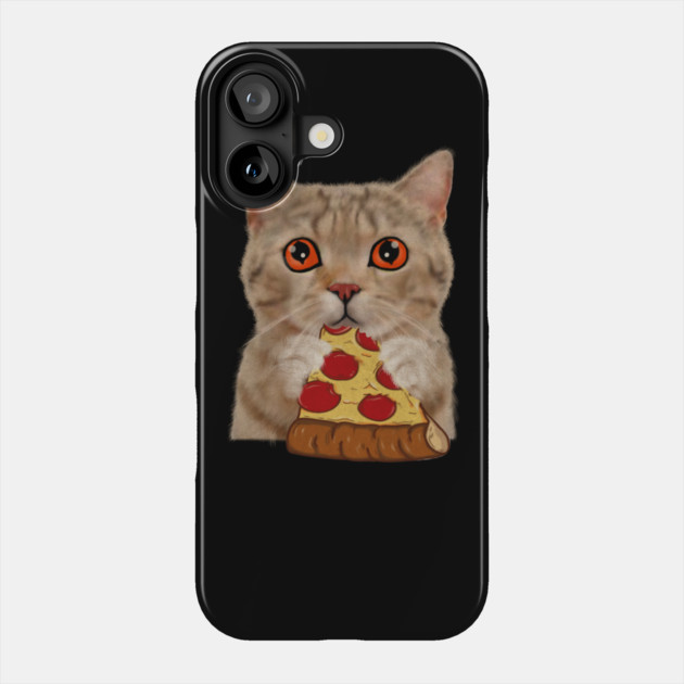 Cute Cat Eating Pizza Phone Case by logiamerch