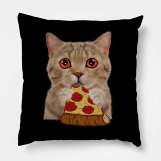 Cute Cat Eating Pizza Pillow