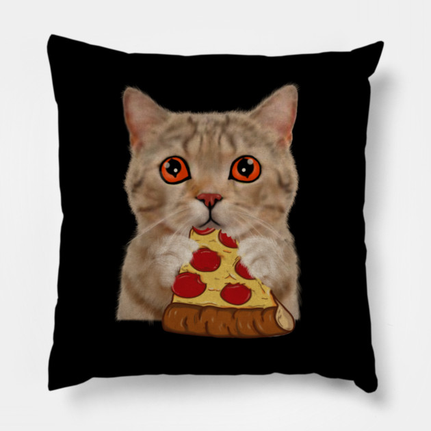 Cute Cat Eating Pizza Pillow by logiamerch