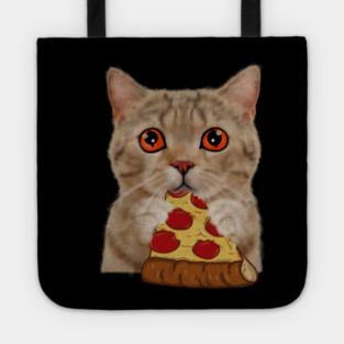 Cute Cat Eating Pizza Tote