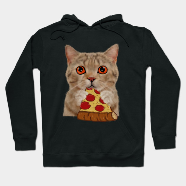 Cute Cat Eating Pizza Hoodie by logiamerch