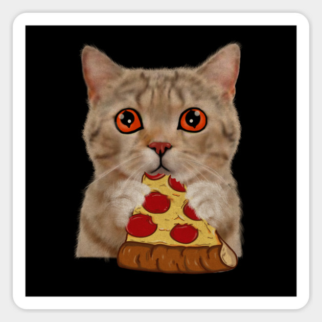Cute Cat Eating Pizza Magnet by logiamerch