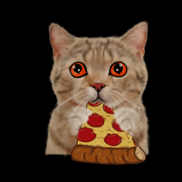 Cute Cat Eating Pizza by logiamerch