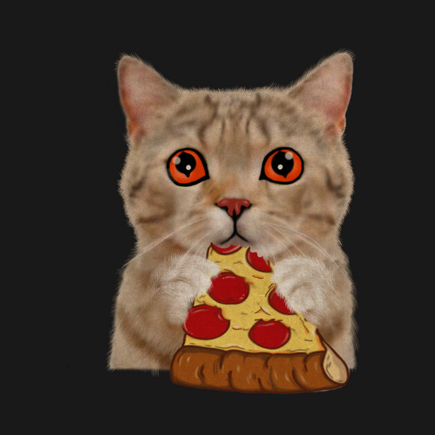 Cute Cat Eating Pizza by logiamerch