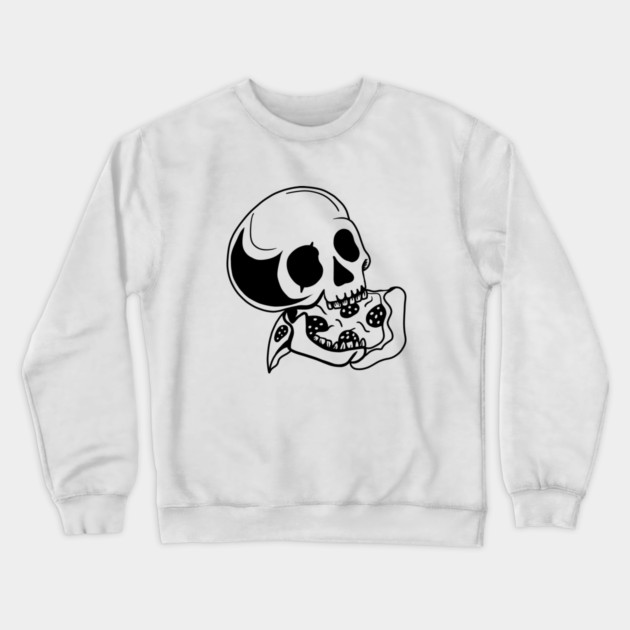 Skull Eating Pizza Crewneck Sweatshirt by logiamerch