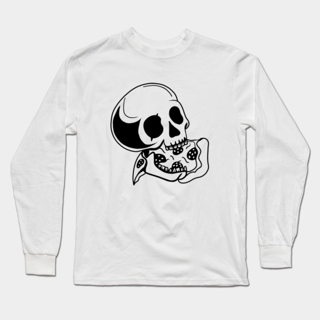 Skull Eating Pizza Long Sleeve T-Shirt by logiamerch