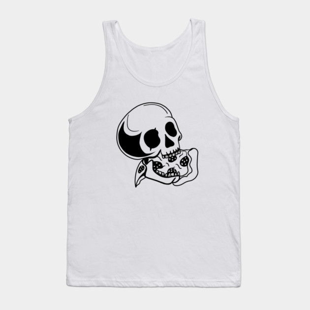 Skull Eating Pizza Tank Top by logiamerch
