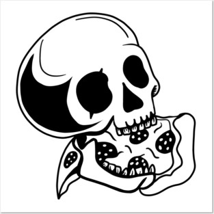 Skull Eating Pizza Posters and Art