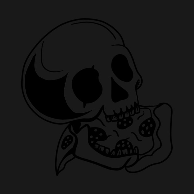 Skull Eating Pizza by logiamerch