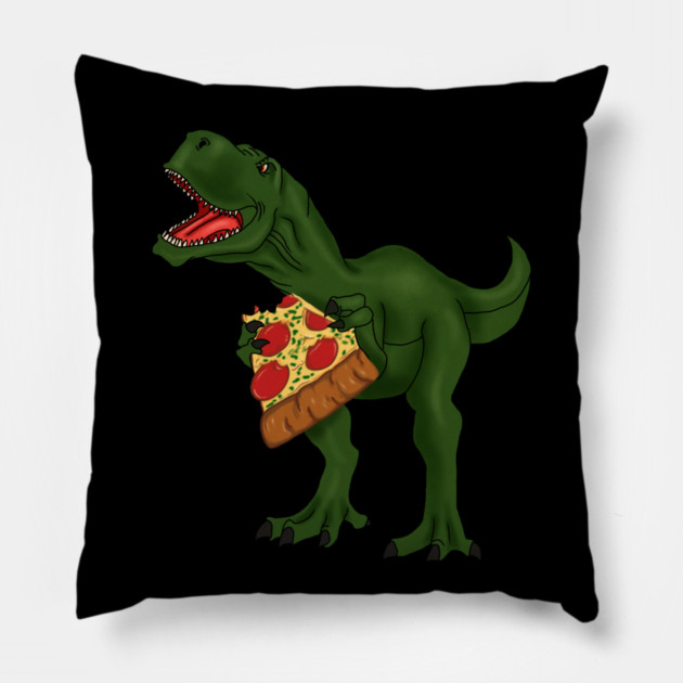 T-rex Dinosaur Eating Pizza Pillow by logiamerch