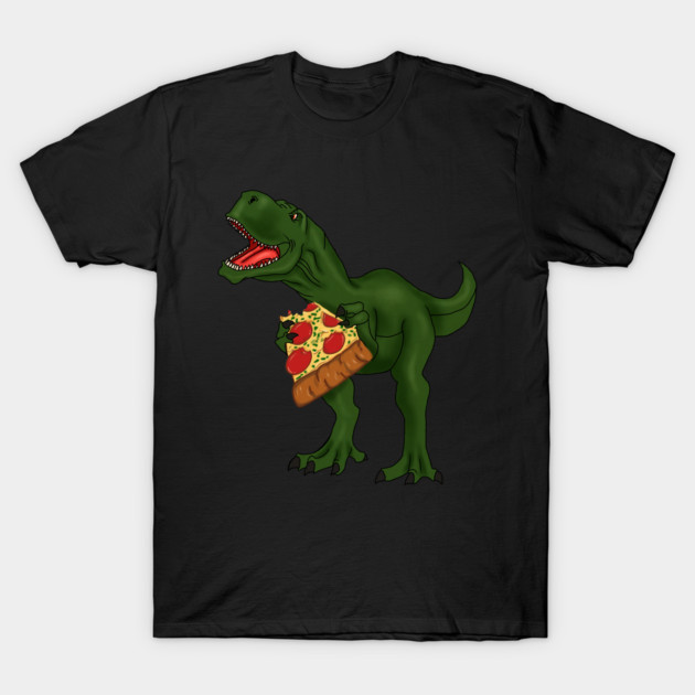 T-rex Dinosaur Eating Pizza T-Shirt by logiamerch