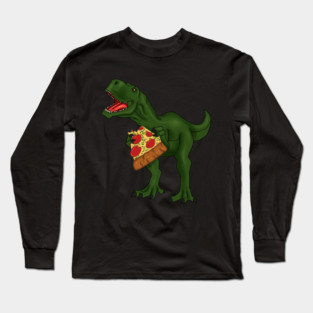 T-rex Dinosaur Eating Pizza Long Sleeve T-Shirt