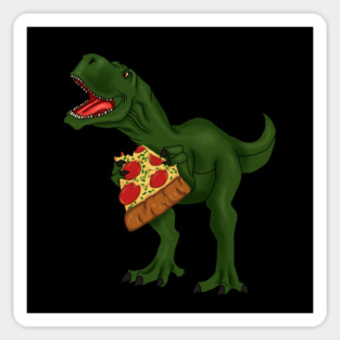 T-rex Dinosaur Eating Pizza Sticker