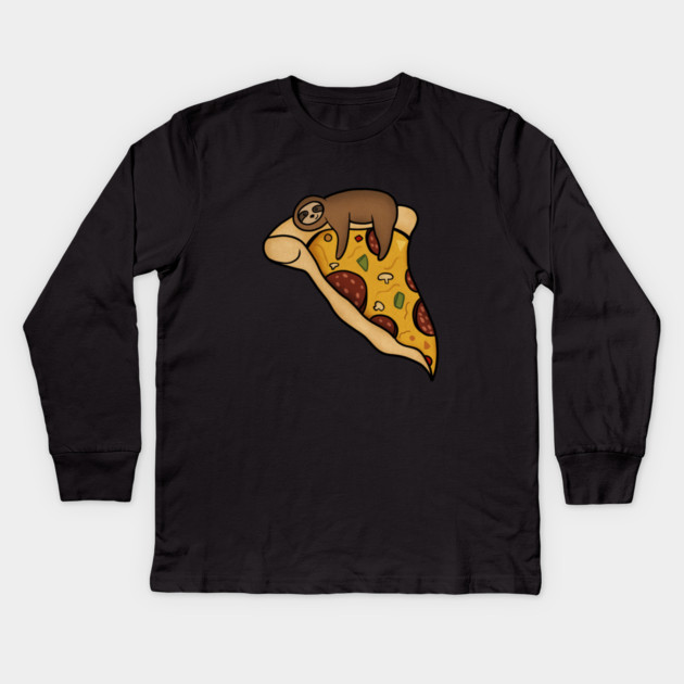 Pizza Sloth, Pizza Slice Kids Long Sleeve T-Shirt by logiamerch