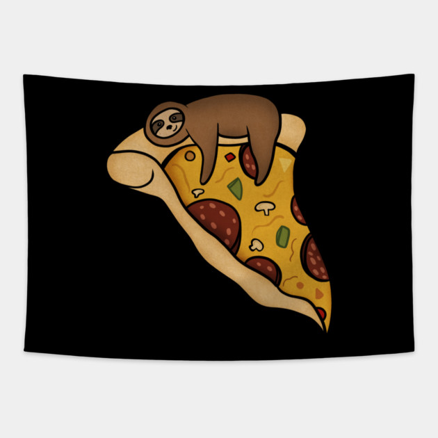 Pizza Sloth, Pizza Slice Tapestry by logiamerch
