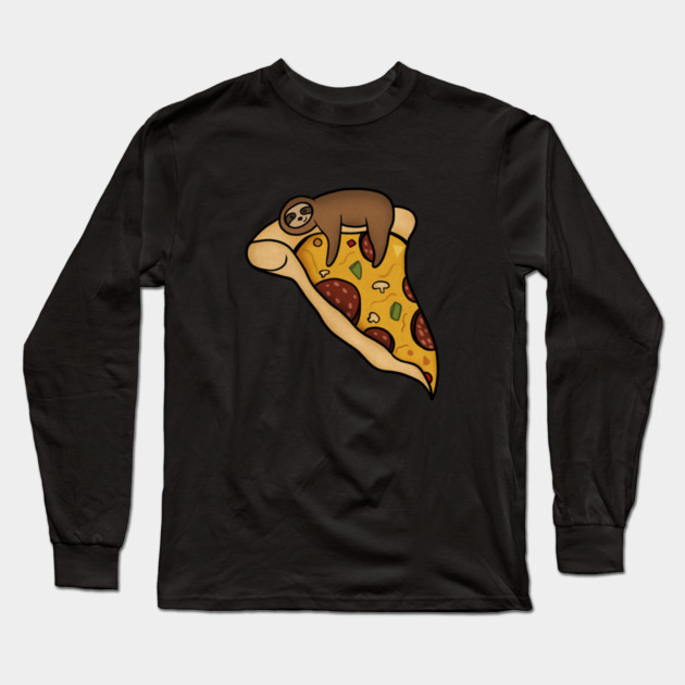 Pizza Sloth, Pizza Slice Long Sleeve T-Shirt by logiamerch