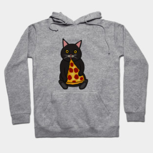 Black Cat Eating Pizza, Funny Hoodie