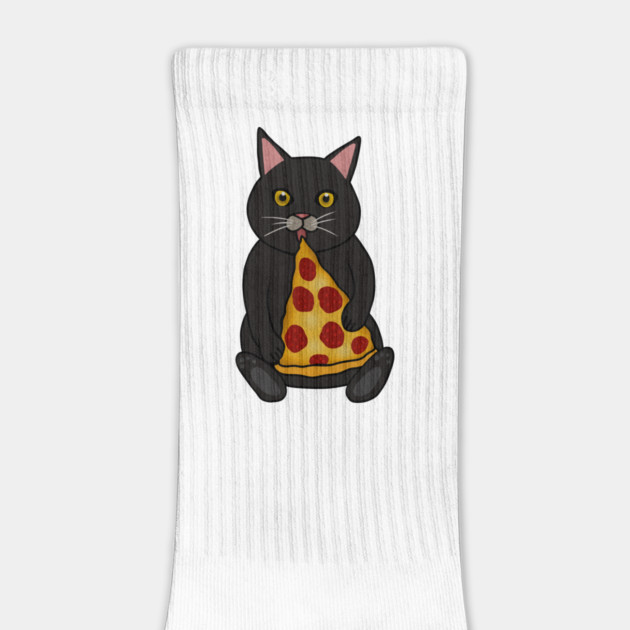 Black Cat Eating Pizza, Funny by logiamerch