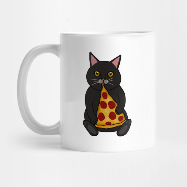 Black Cat Eating Pizza, Funny by logiamerch