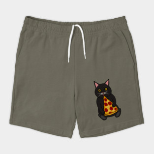Black Cat Eating Pizza, Funny Shorts