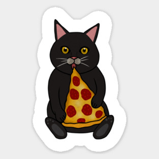 Black Cat Eating Pizza, Funny Magnet