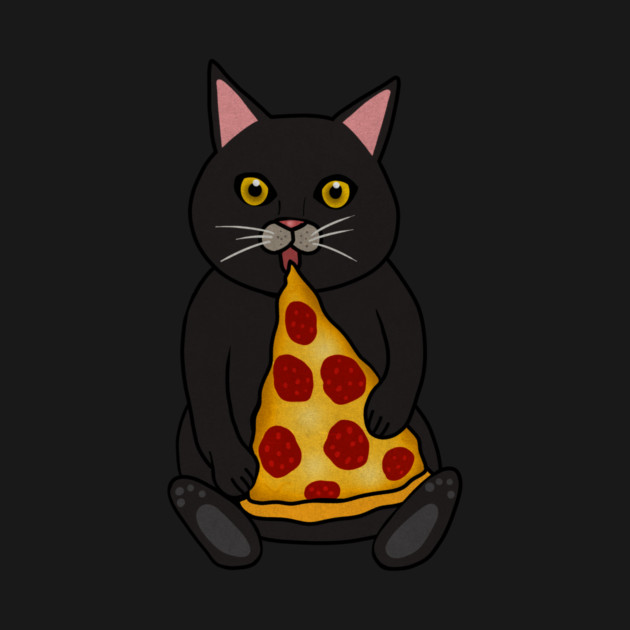 Black Cat Eating Pizza, Funny by logiamerch