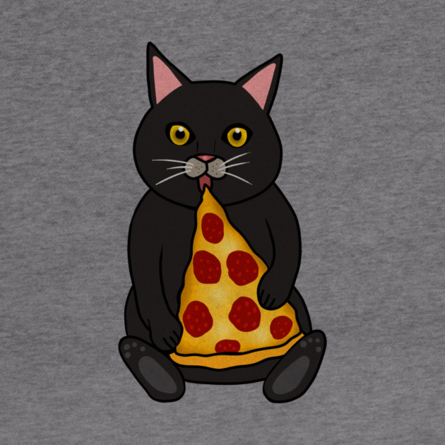 Black Cat Eating Pizza, Funny by logiamerch