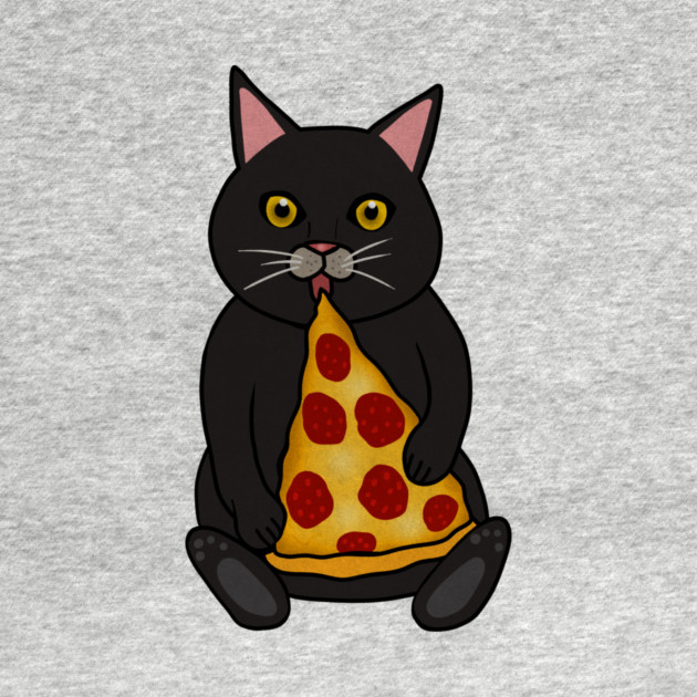 Black Cat Eating Pizza, Funny by logiamerch