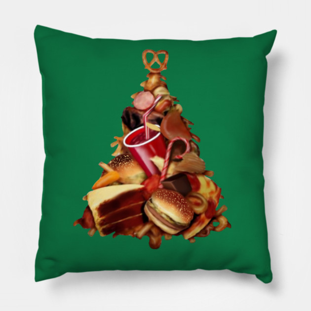 Pizza, Fast Food, Burger Xmas Christmas Tree Pillow by logiamerch