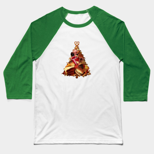 Pizza, Fast Food, Burger Xmas Christmas Tree Baseball T-Shirt by logiamerch