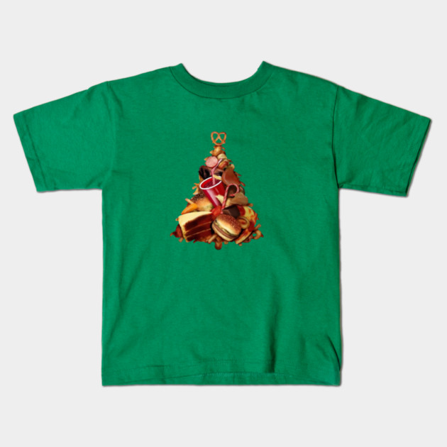 Pizza, Fast Food, Burger Xmas Christmas Tree Kids T-Shirt by logiamerch