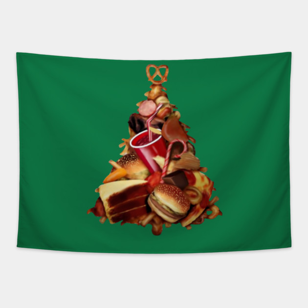 Pizza, Fast Food, Burger Xmas Christmas Tree Tapestry by logiamerch