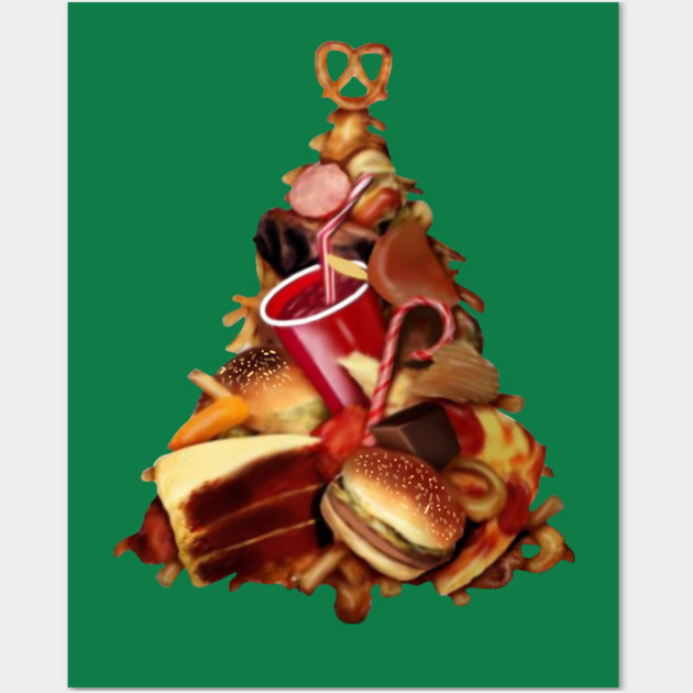 Pizza, Fast Food, Burger Xmas Christmas Tree Wall Art by logiamerch
