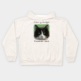 I Love My Beautiful Tuxedo Cat Kids Hoodie