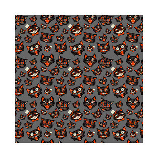 Retro Vintage Halloween Black Cat Faces Pattern - GRAY T-Shirt