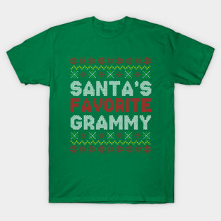 Santa's Favorite Grammy Ugly Christmas Sweater Pattern T-Shirt