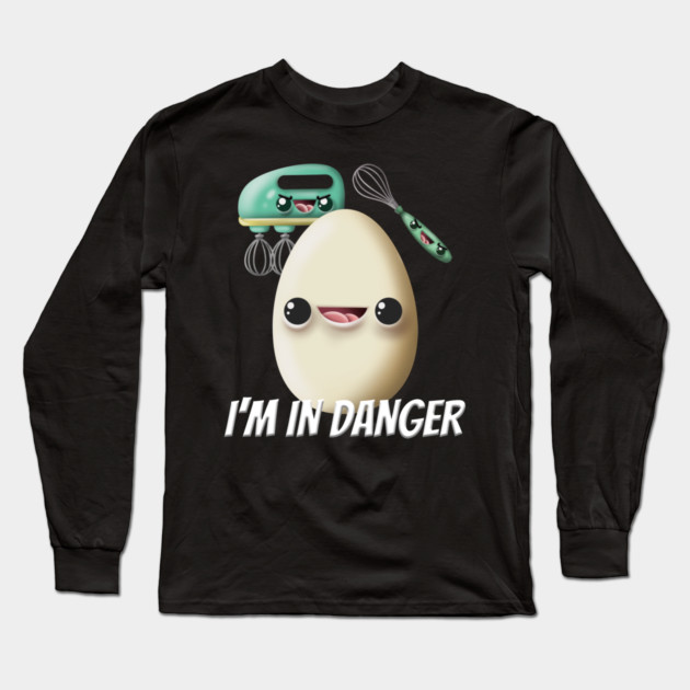 Angry Egg Beater I'm In Danger Egg Long Sleeve T-Shirt by belownormal