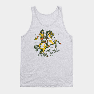 "Wild As Heck" Cute Retro Cowgirl Art Tank Top