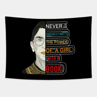 Never Underestimate The Power Of A Girl With A Book Tapestry