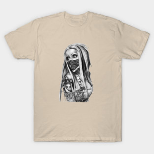 Tattooed Girl in a Mask T-Shirt
