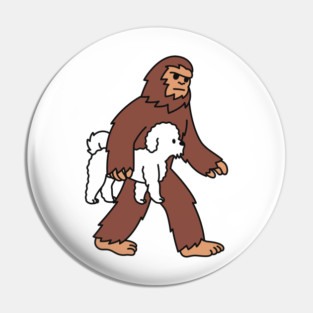 Bigfoot Grabbing Bichon Frise Pin