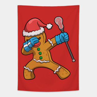 Lacrosse LAX Gingerbread Man Team Player Coach Tapestry