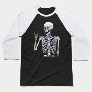 Rock on Skeleton Baseball T-Shirt