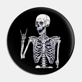 Rock on Skeleton Pin