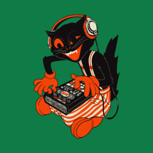 Vintage Halloween Cat Making Lofi Beats on SP-404 T-Shirt